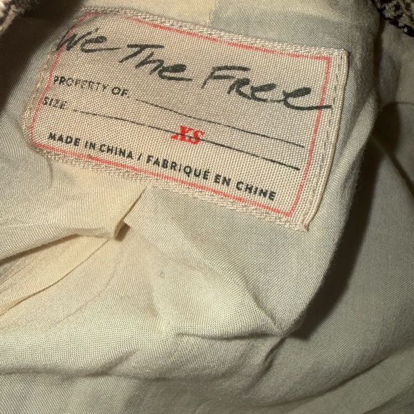 Free People Houndstooth linen Blazer in Brown and Cream $168 - Picture 9 of 10